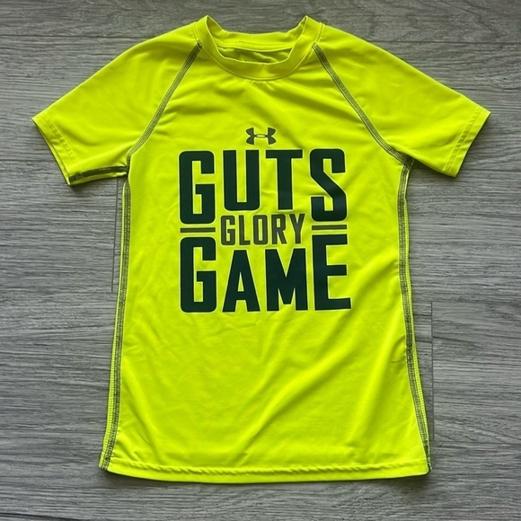 Under Armour Guts Glory Game Neon Yellow and Blue Shirt Size YSM - Picture 1 of 4